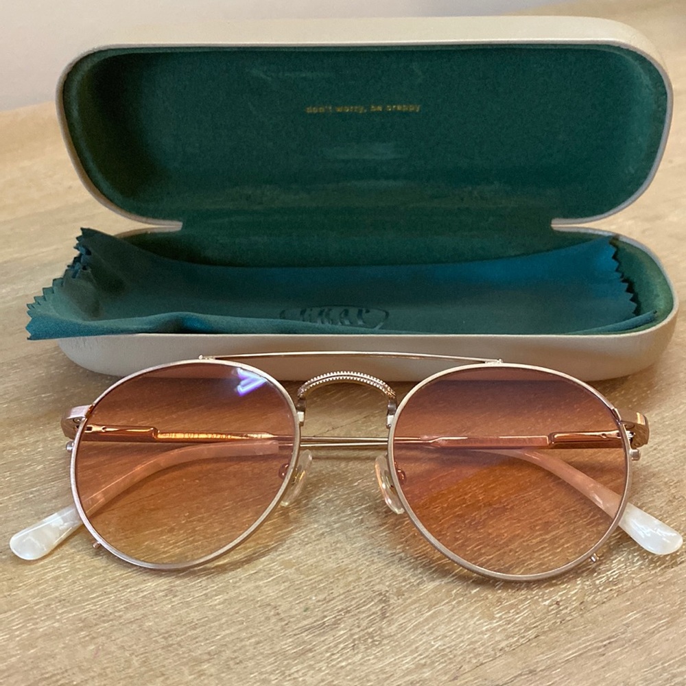 Like New Crap Eyewear Rose Gold Aviator Sunglasses with Case and Cleaning Cloth